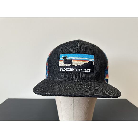 Rodeo Time Hat Dale Brigsby Santa Fe Back Black Denim Front Snapback Free Ship - Picture 2 of 5